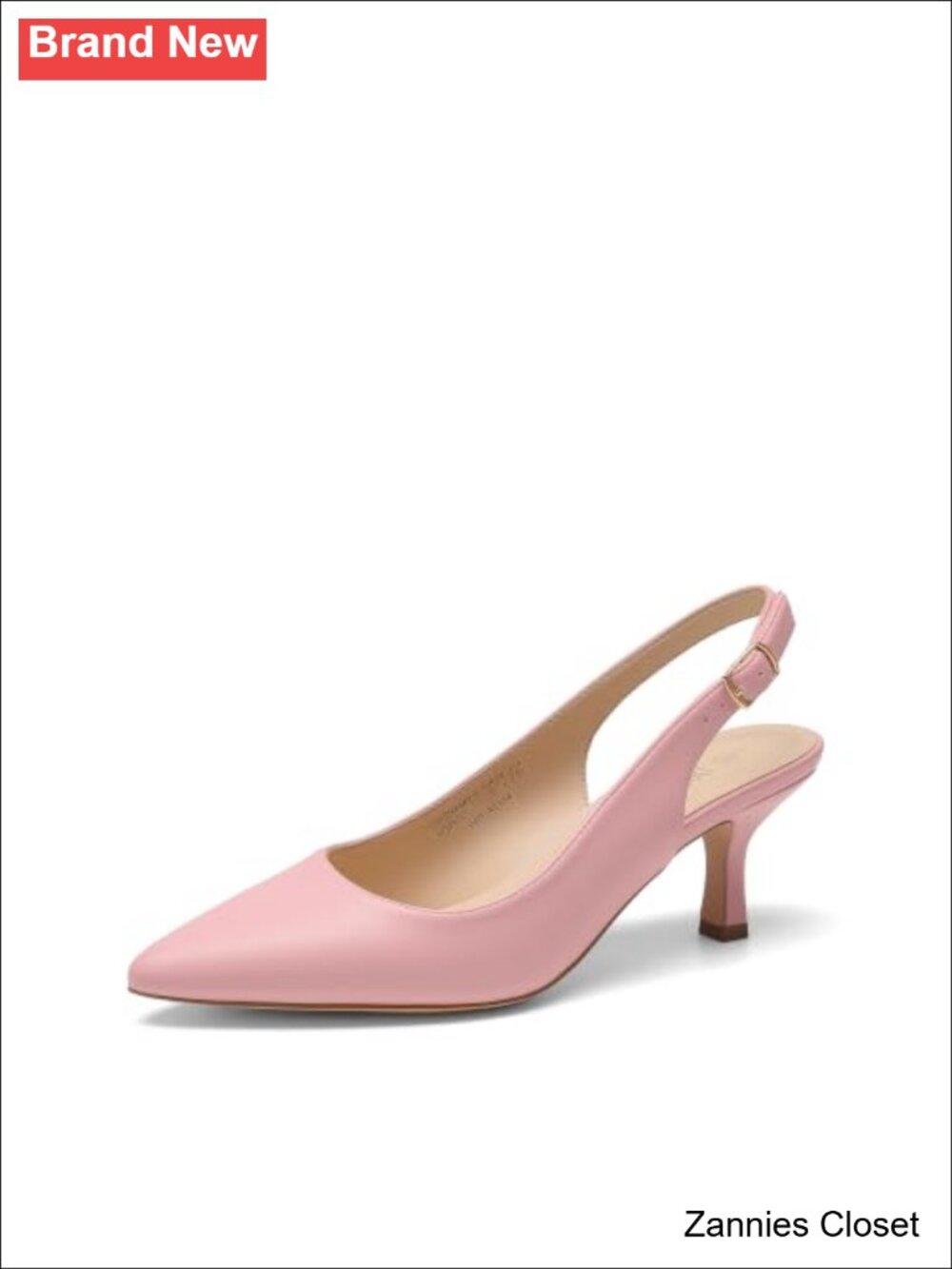 ✨DREAM PAIRS Women's Faux Leather Kitten Heel Slingback Pumps Pointed Toe